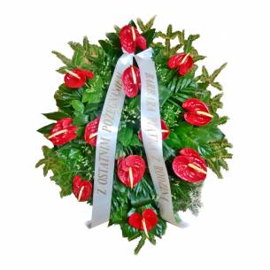 Duża wiązanka pogrzebowa czerwone anturium W202